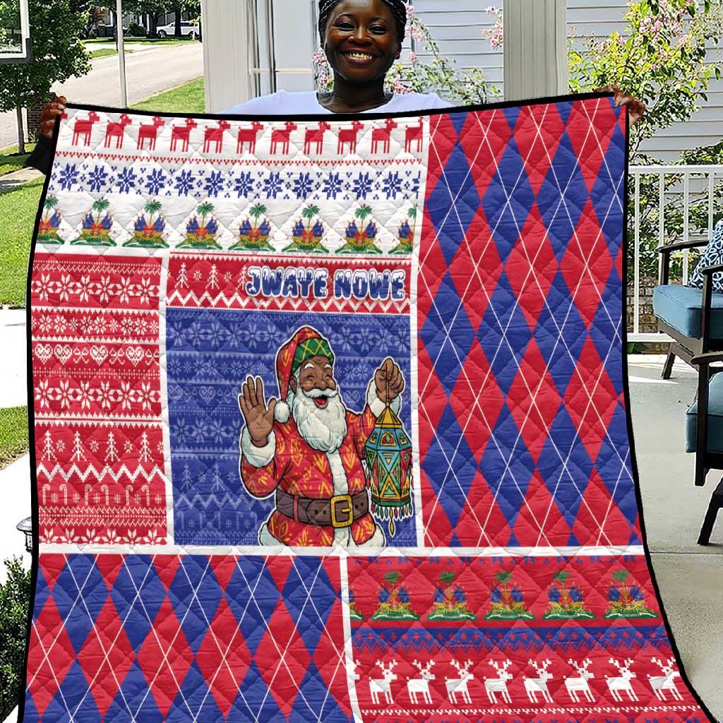 Haiti Christmas Quilt Santa With Fanal Haitian Patchwork Style - African Pride