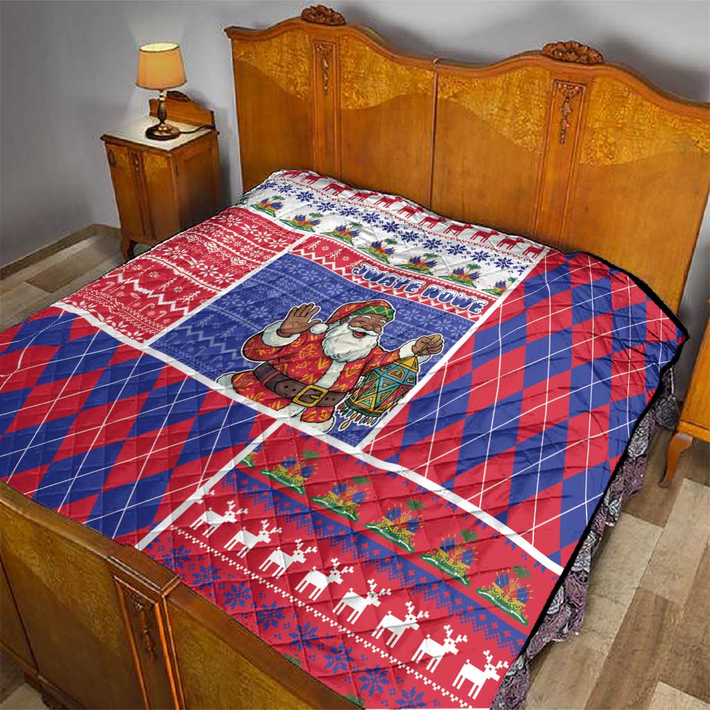 Haiti Christmas Quilt Santa With Fanal Haitian Patchwork Style - African Pride