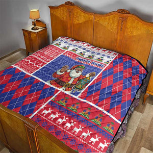Haiti Christmas Quilt Santa With Fanal Haitian Patchwork Style - African Pride