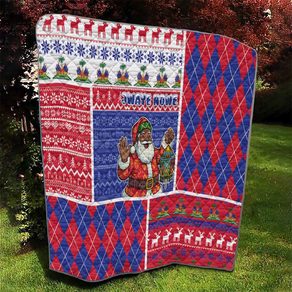 Haiti Christmas Quilt Santa With Fanal Haitian Patchwork Style - African Pride