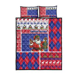 Haiti Christmas Quilt Bed Set Santa With Fanal Haitian Patchwork Style - African Pride