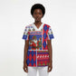 Haiti Christmas Scrub Top Santa With Fanal Haitian Patchwork Style - African Pride