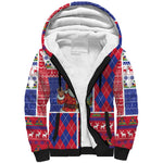 Haiti Christmas Sherpa Hoodie Santa With Fanal Haitian Patchwork Style - African Pride