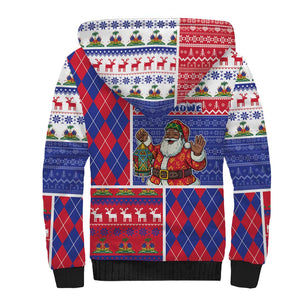Haiti Christmas Sherpa Hoodie Santa With Fanal Haitian Patchwork Style - African Pride