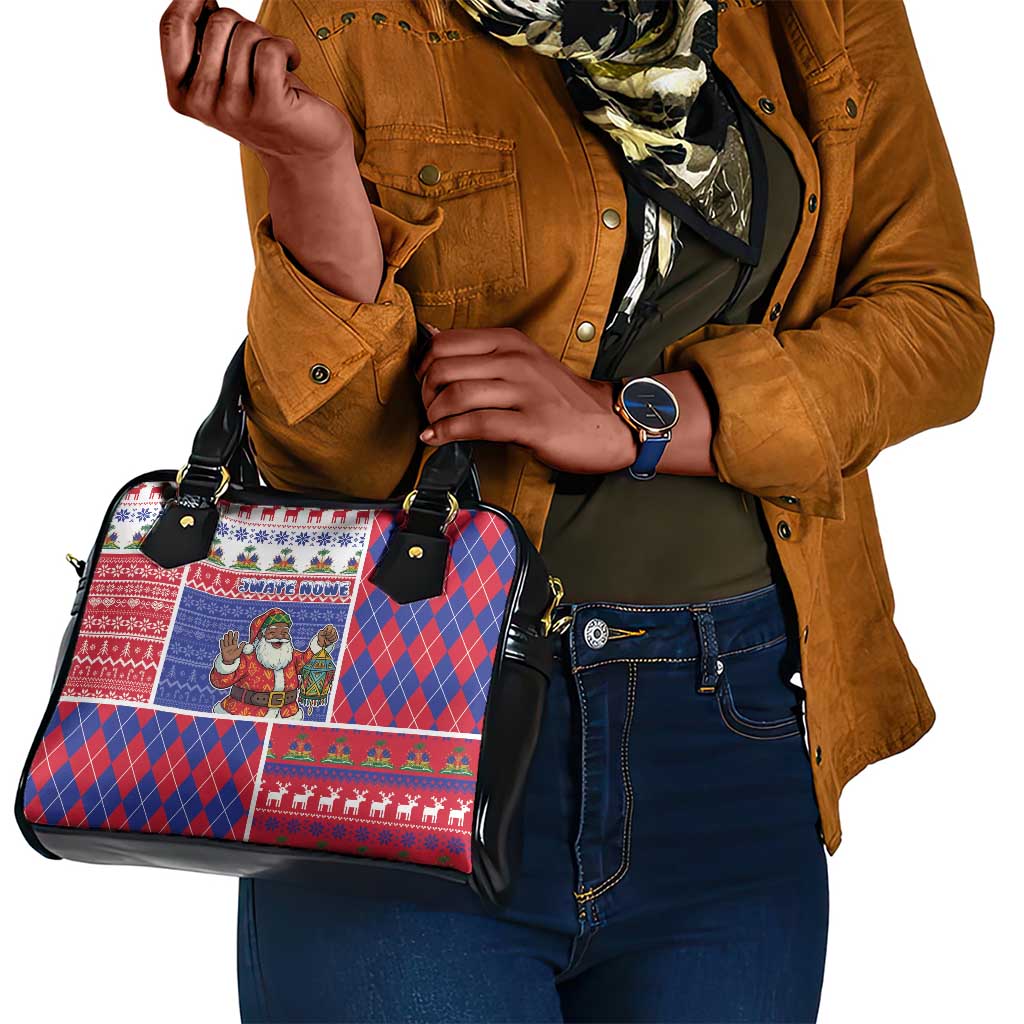 Haiti Christmas Shoulder Handbag Santa With Fanal Haitian Patchwork Style - African Pride