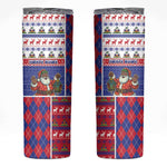 Haiti Christmas Skinny Tumbler Santa With Fanal Haitian Patchwork Style - African Pride