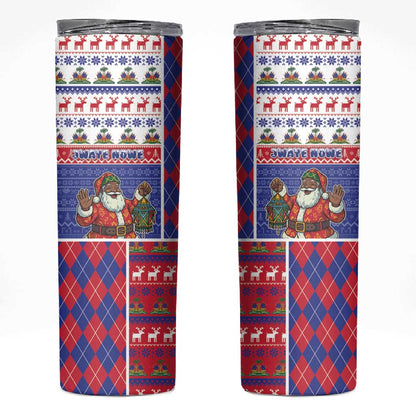 Haiti Christmas Skinny Tumbler Santa With Fanal Haitian Patchwork Style - African Pride
