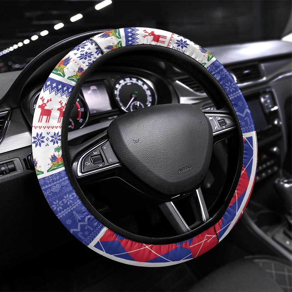 Haiti Christmas Steering Wheel Cover Santa With Fanal Haitian Patchwork Style - African Pride
