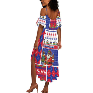 Haiti Christmas Summer Maxi Dress Santa With Fanal Haitian Patchwork Style - African Pride