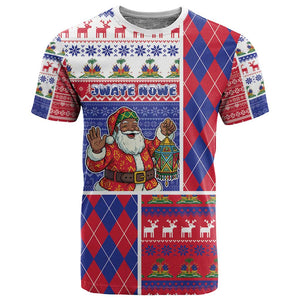 Haiti Christmas T shirt Santa With Fanal Haitian Patchwork Style - African Pride