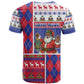 Haiti Christmas T shirt Santa With Fanal Haitian Patchwork Style - African Pride