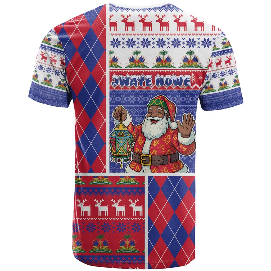 Haiti Christmas T shirt Santa With Fanal Haitian Patchwork Style - African Pride