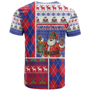 Haiti Christmas T shirt Santa With Fanal Haitian Patchwork Style - African Pride