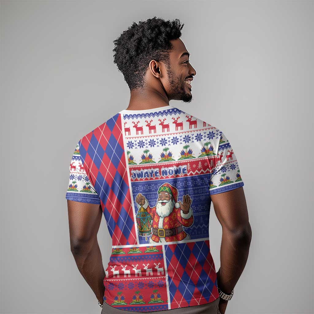Haiti Christmas T shirt Santa With Fanal Haitian Patchwork Style - African Pride