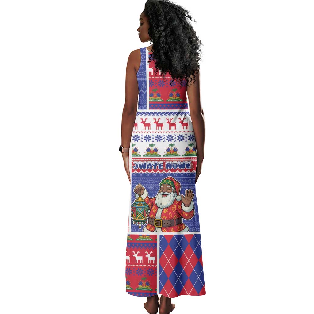 Haiti Christmas Tank Maxi Dress Santa With Fanal Haitian Patchwork Style - African Pride