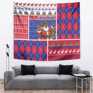 Haiti Christmas Tapestry Santa With Fanal Haitian Patchwork Style - African Pride
