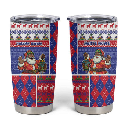 Haiti Christmas Tumbler Cup Santa With Fanal Haitian Patchwork Style - African Pride