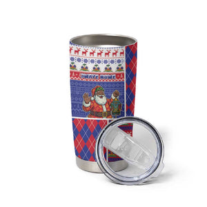Haiti Christmas Tumbler Cup Santa With Fanal Haitian Patchwork Style - African Pride