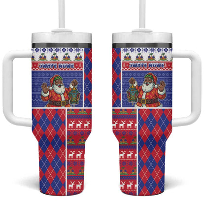 Haiti Christmas Tumbler With Handle Santa With Fanal Haitian Patchwork Style - African Pride