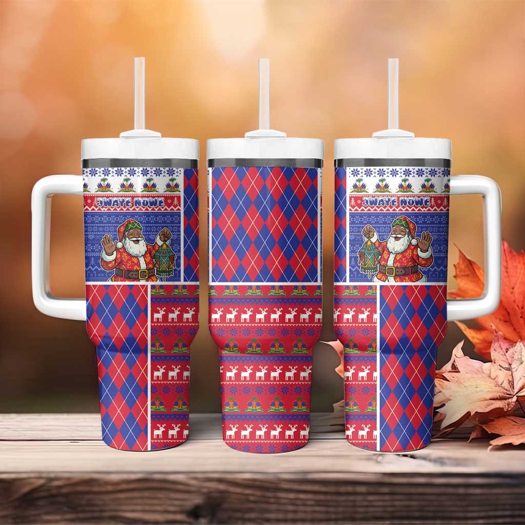 Haiti Christmas Tumbler With Handle Santa With Fanal Haitian Patchwork Style - African Pride