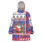 Haiti Christmas Wearable Blanket Hoodie Santa With Fanal Haitian Patchwork Style - African Pride