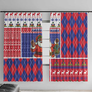Haiti Christmas Window Curtain Santa With Fanal Haitian Patchwork Style - African Pride