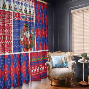 Haiti Christmas Window Curtain Santa With Fanal Haitian Patchwork Style - African Pride