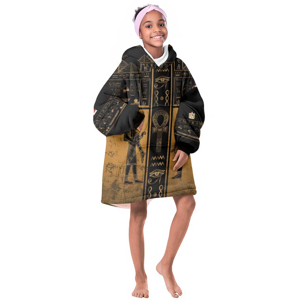 Personalized Egypt Kid Wearable Blanket Hoodie Ancient Ankh Luxury - African Pride
