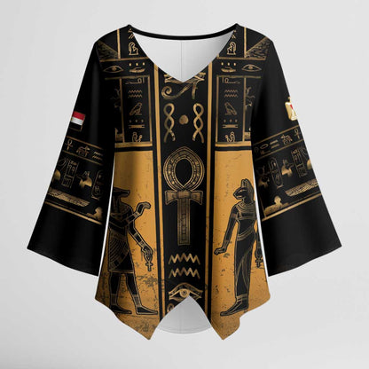 Personalized Egypt Kimono Sleeve Blouse Ancient Ankh Luxury - African Pride