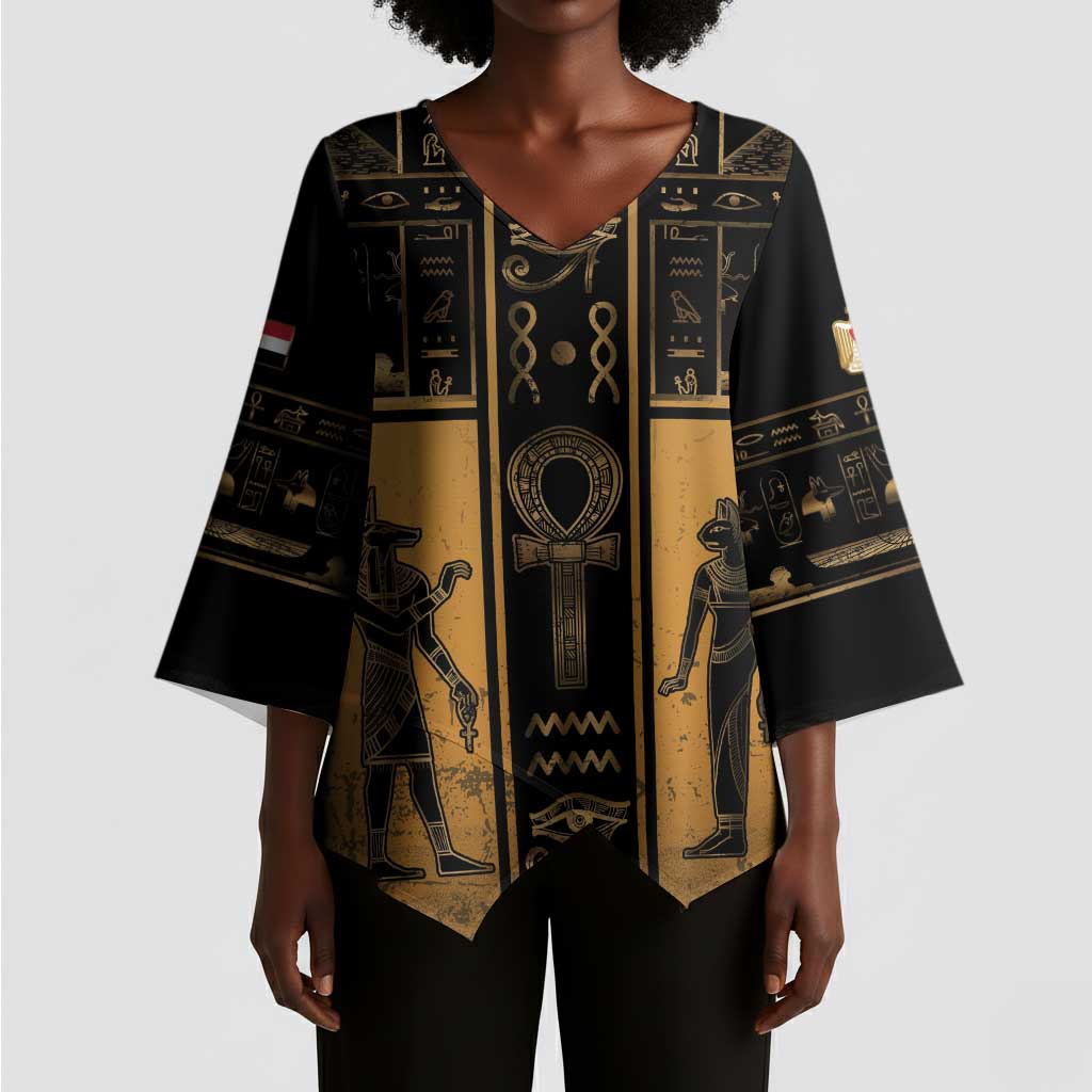 Personalized Egypt Kimono Sleeve Blouse Ancient Ankh Luxury - African Pride