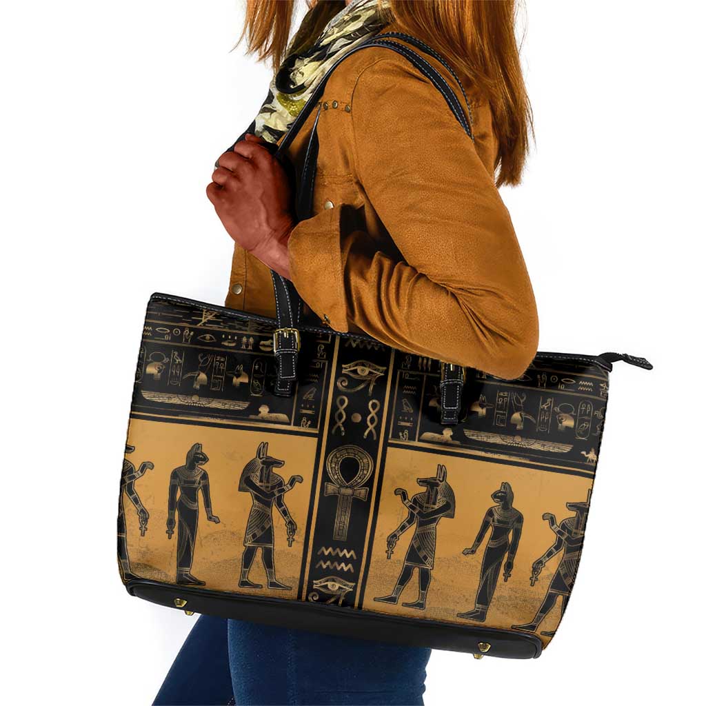 Egypt Leather Tote Bag Ancient Ankh Luxury - African Pride