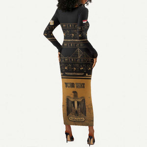Personalized Egypt Long Sleeve Bodycon Dress Ancient Ankh Luxury - African Pride