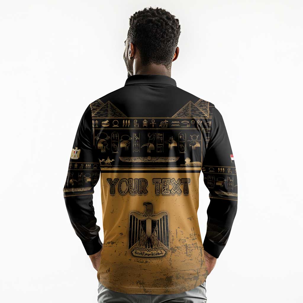 Personalized Egypt Long Sleeve Polo Shirt Ancient Ankh Luxury - African Pride
