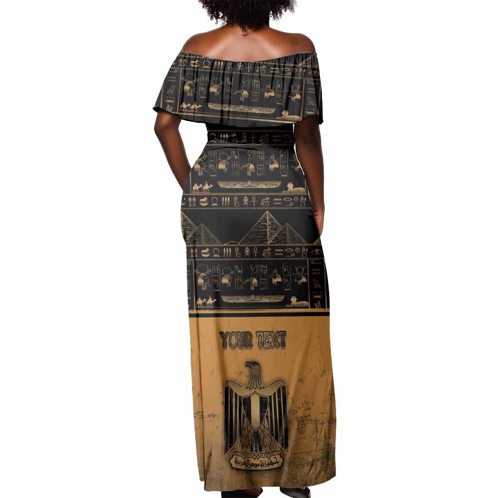 Personalized Egypt Off Shoulder Maxi Dress Ancient Ankh Luxury - African Pride