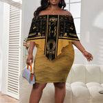 Personalized Egypt Off Shoulder Short Dress Ancient Ankh Luxury - African Pride