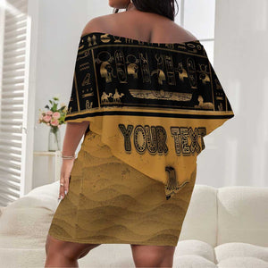 Personalized Egypt Off Shoulder Short Dress Ancient Ankh Luxury - African Pride
