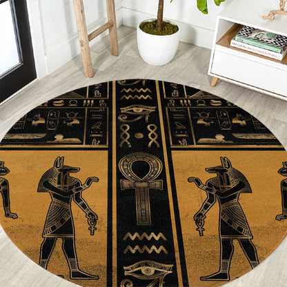 Egypt Round Carpet Ancient Ankh Luxury - African Pride