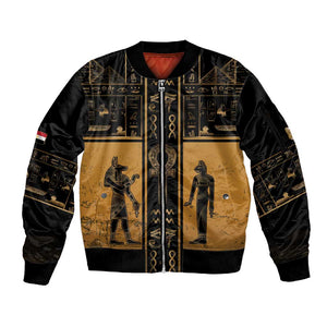 Personalized Egypt Sleeve Zip Bomber Jacket Ancient Ankh Luxury - African Pride