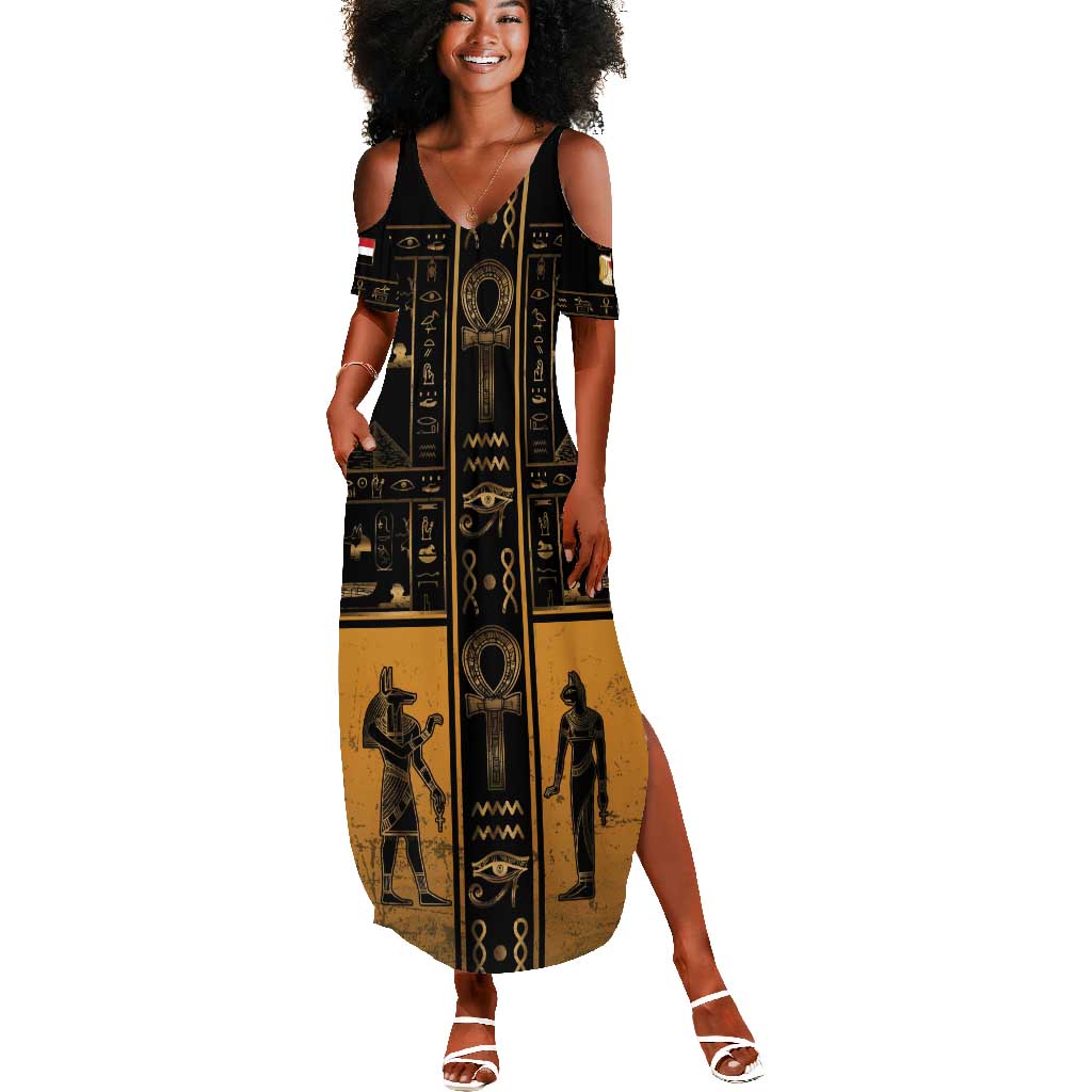 Personalized Egypt Summer Maxi Dress Ancient Ankh Luxury - African Pride