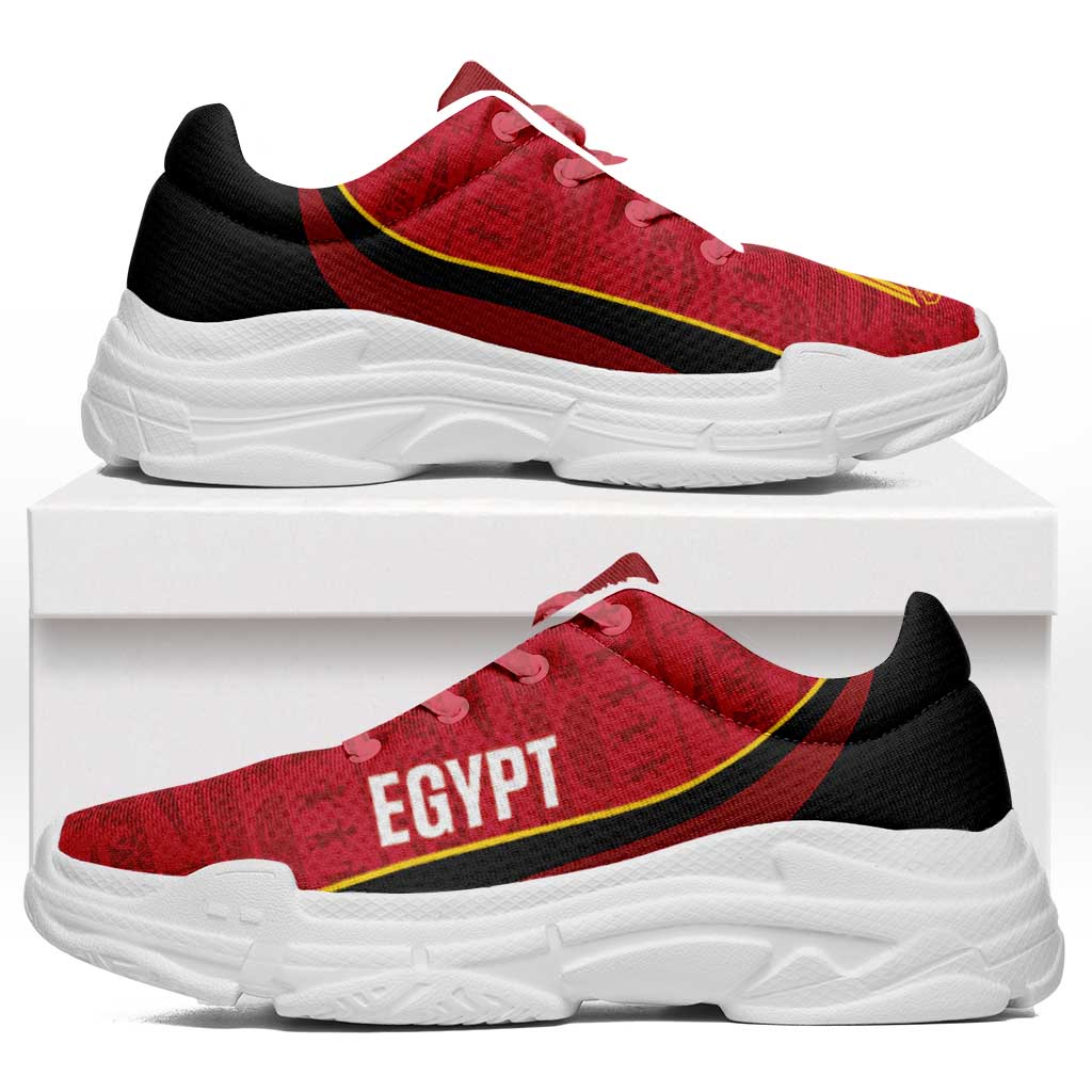 Egypt 2026 Football Chunky Sneakers Go Pharaohs Egyptian Pattern Curve Stylized - African Pride