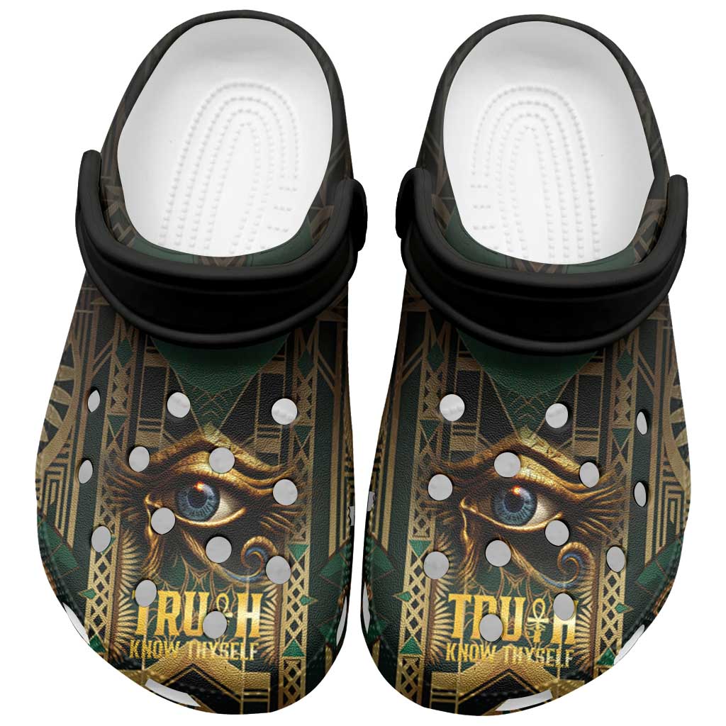 Egypt Eye of Horus Clogs Shoes Golden Ancient Egypt Pattern - African Pride