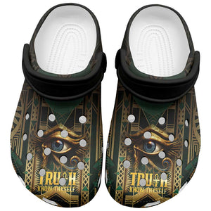 Egypt Eye of Horus Clogs Shoes Golden Ancient Egypt Pattern - African Pride