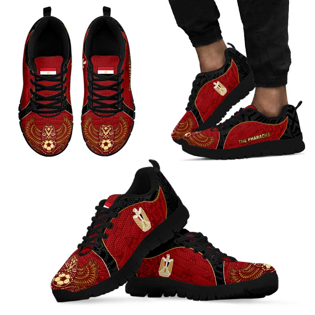 Egypt Football Sneakers Tribal Eagle With Ancient Egyptian Patterns