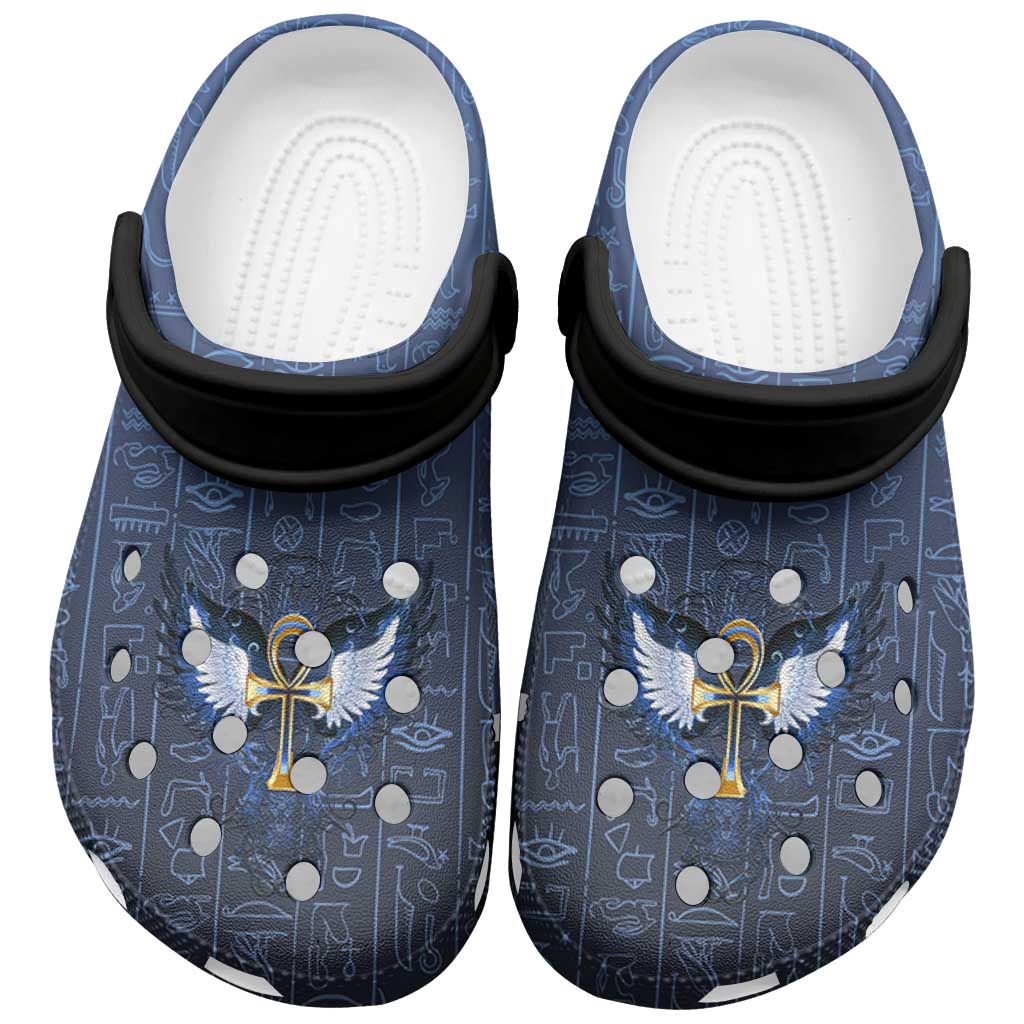 Egyptian Ankh Clogs Shoes Egypt Hieroglyphs Pattern - African Pride