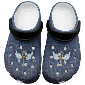 Egyptian Ankh Clogs Shoes Egypt Hieroglyphs Pattern - African Pride
