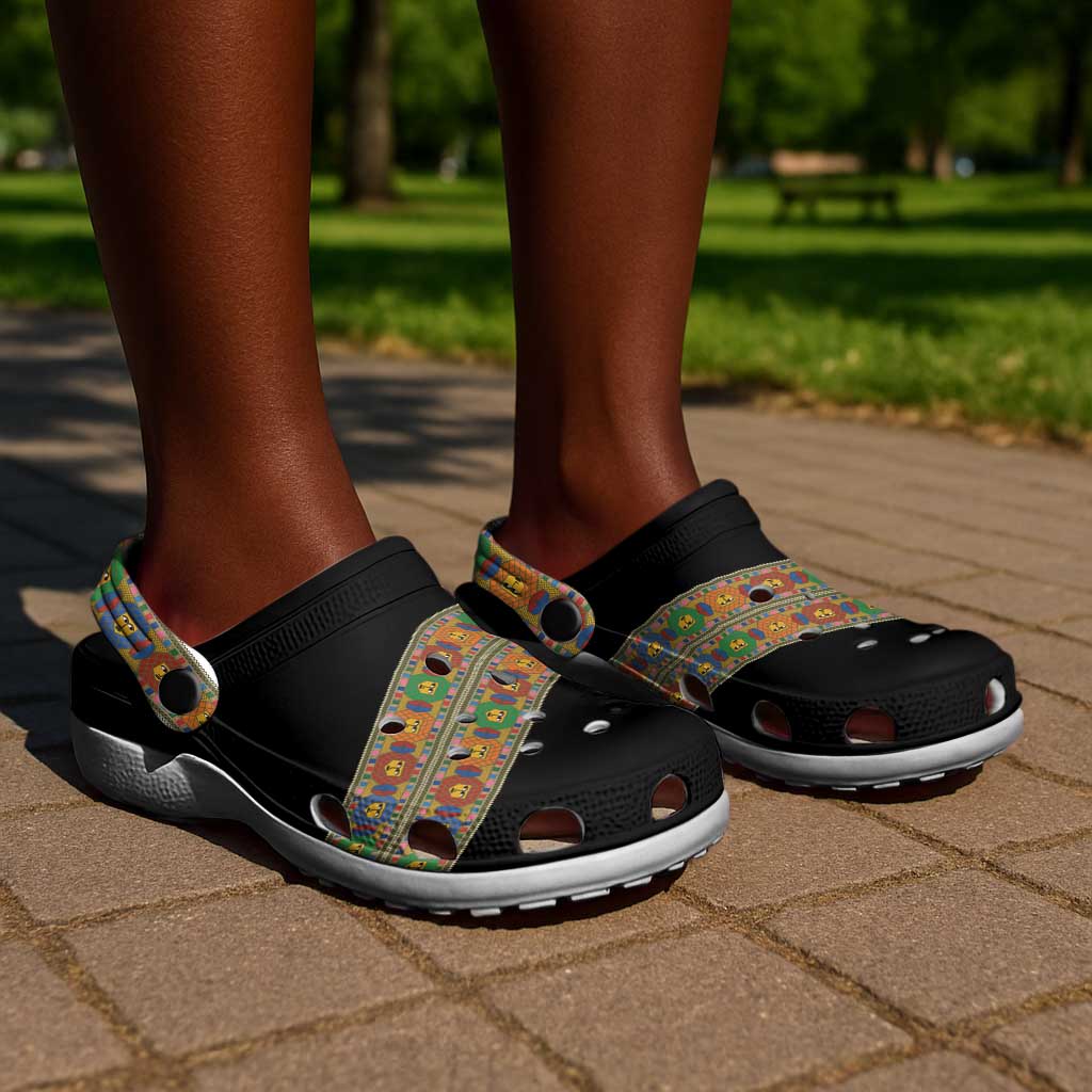 Ethiopia Saba Kemis Sash Style Clogs Shoes Black Color - African Pride