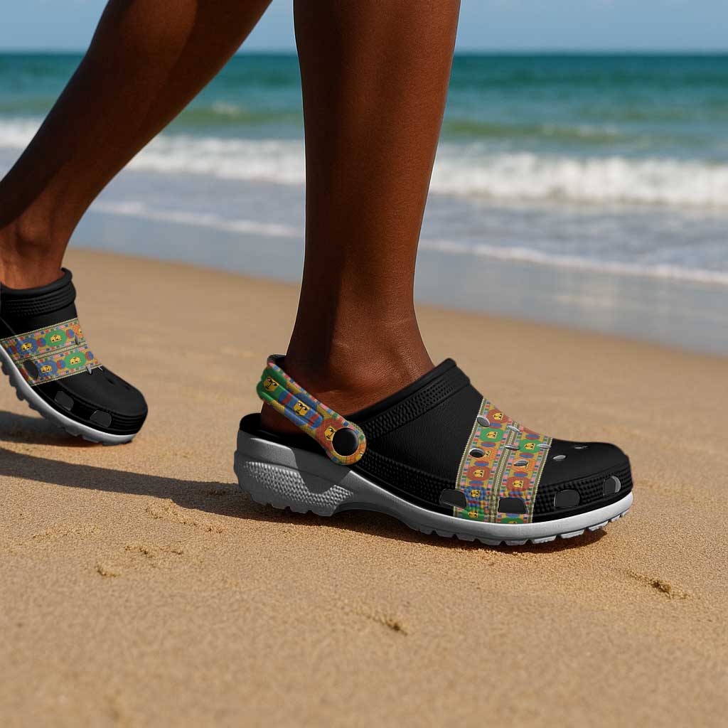 Ethiopia Saba Kemis Sash Style Clogs Shoes Black Color - African Pride