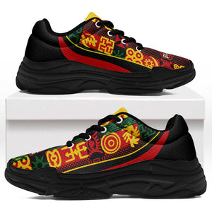 Ghana 2026 Football Chunky Sneakers Go Black Stars Adinkra Curve Stylized - African Pride