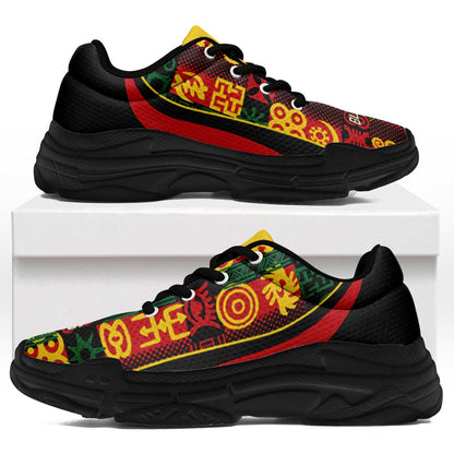 Ghana 2026 Football Chunky Sneakers Go Black Stars Adinkra Curve Stylized - African Pride