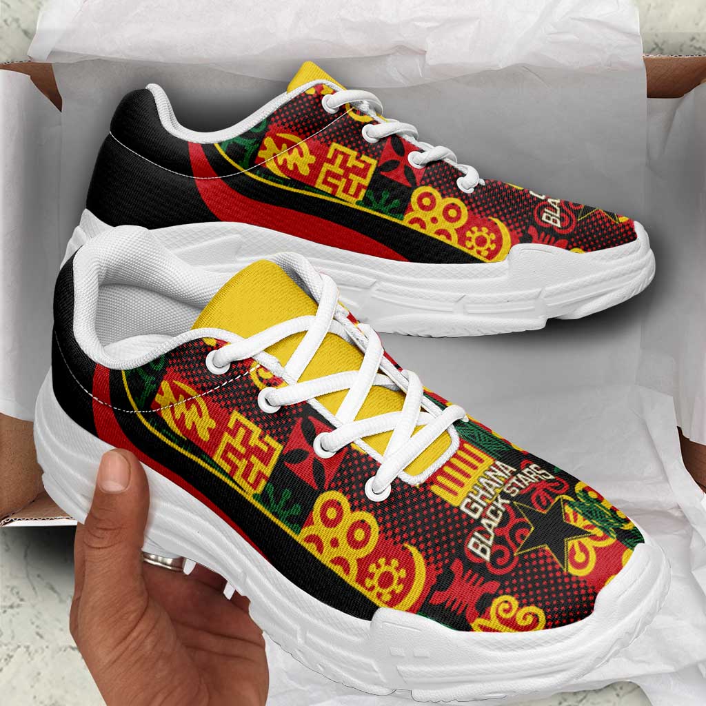 Ghana 2026 Football Chunky Sneakers Go Black Stars Adinkra Curve Stylized - African Pride